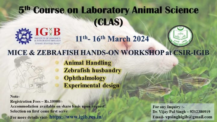 CSIR - Registration for the 5th course on lab animal science is now ...