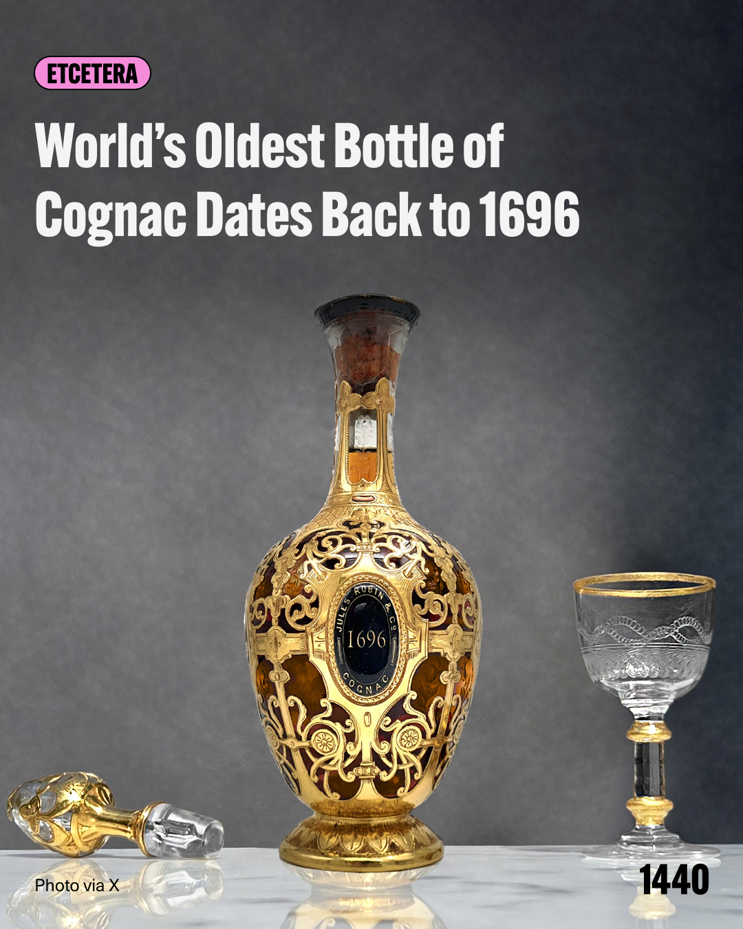 The Guinness World Records announced the oldest bottle of cognac