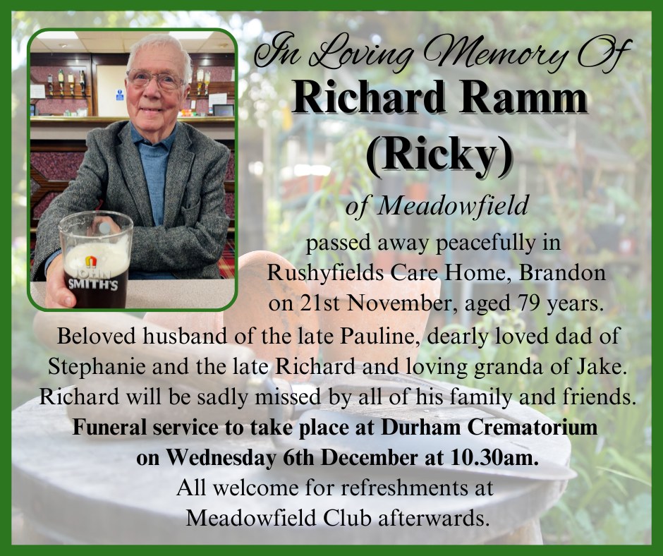 Alderson's - In Loving Memory Of Richard Ramm (Ricky) of Meadowfield ...