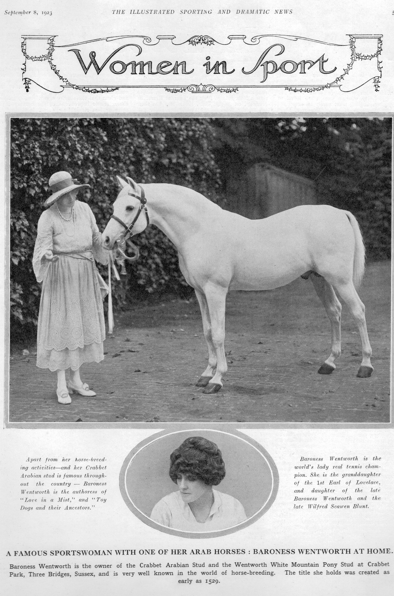 Lady Wentworth and Skowronek in 1923 Illustrated Sporting and 