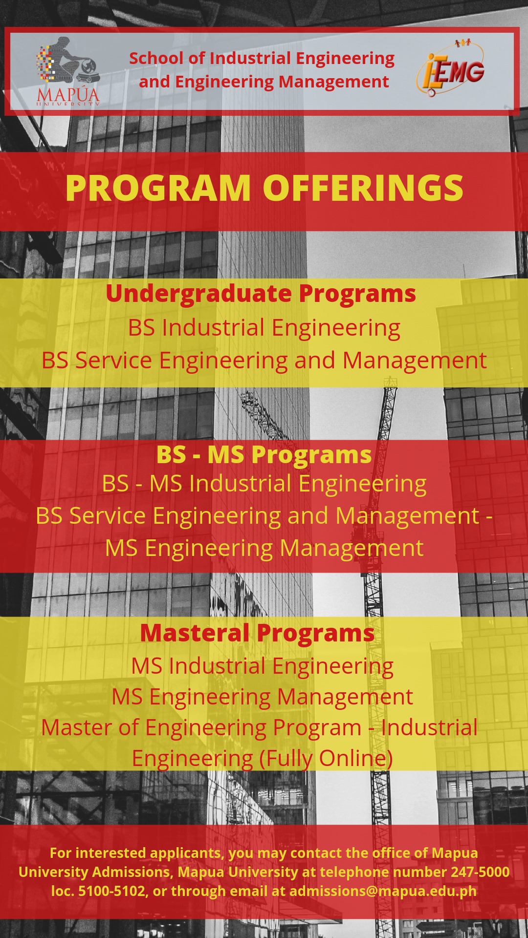 Mapua University School of IE-EMG-SEM - PROGRAM OFFERINGS FOR SY 2019 ...