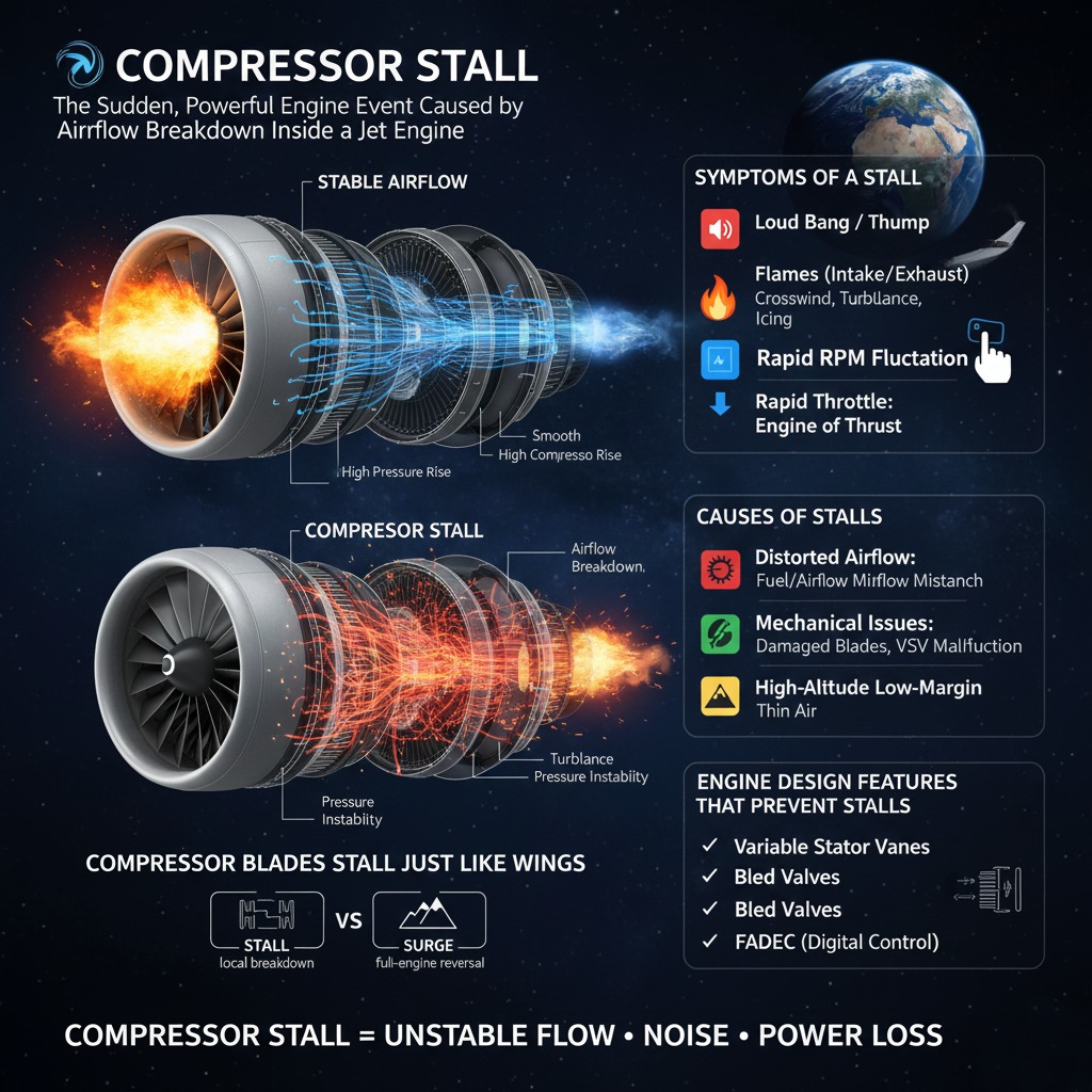 Aviation - 🌪️ Compressor Stall — The Sudden, Powerful Engine Event ...