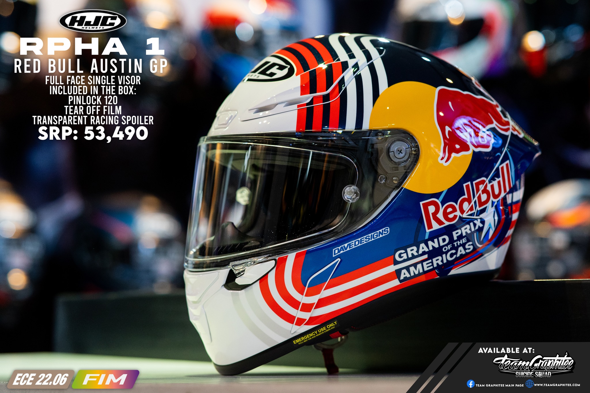 HJC RPHA 1 RED BULL AUSTIN GP ??? Full Face Single Visor 