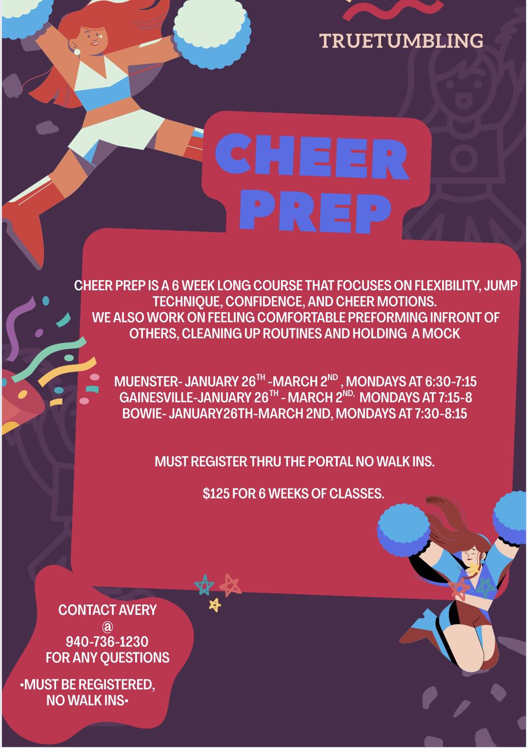 True - Join us for our yearly cheer prep classes!📣 All locations are ...