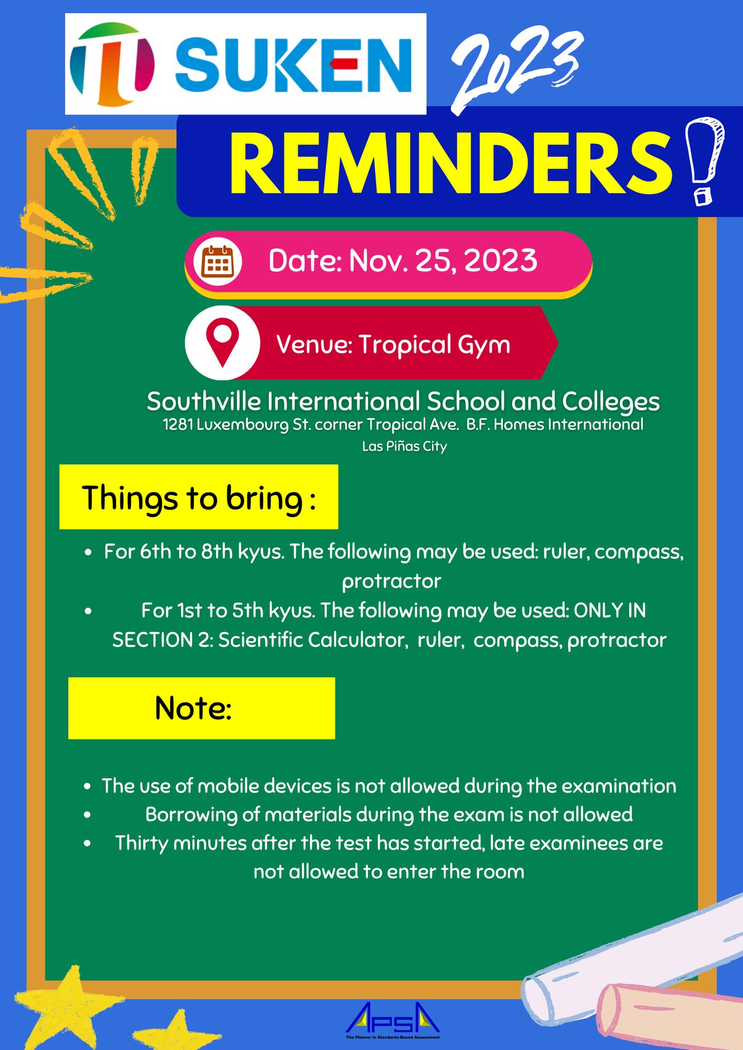 Asian - SUKEN 2023 Reminders for the Test Takers The test is scheduled ...
