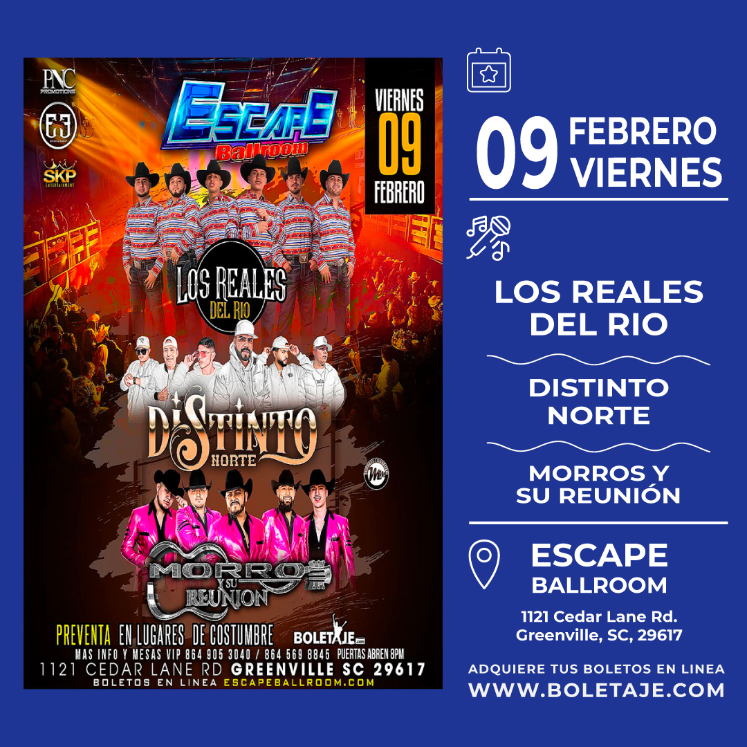 Boletaje.com - Los Reales del Rio, Distinto Norte y Morros...