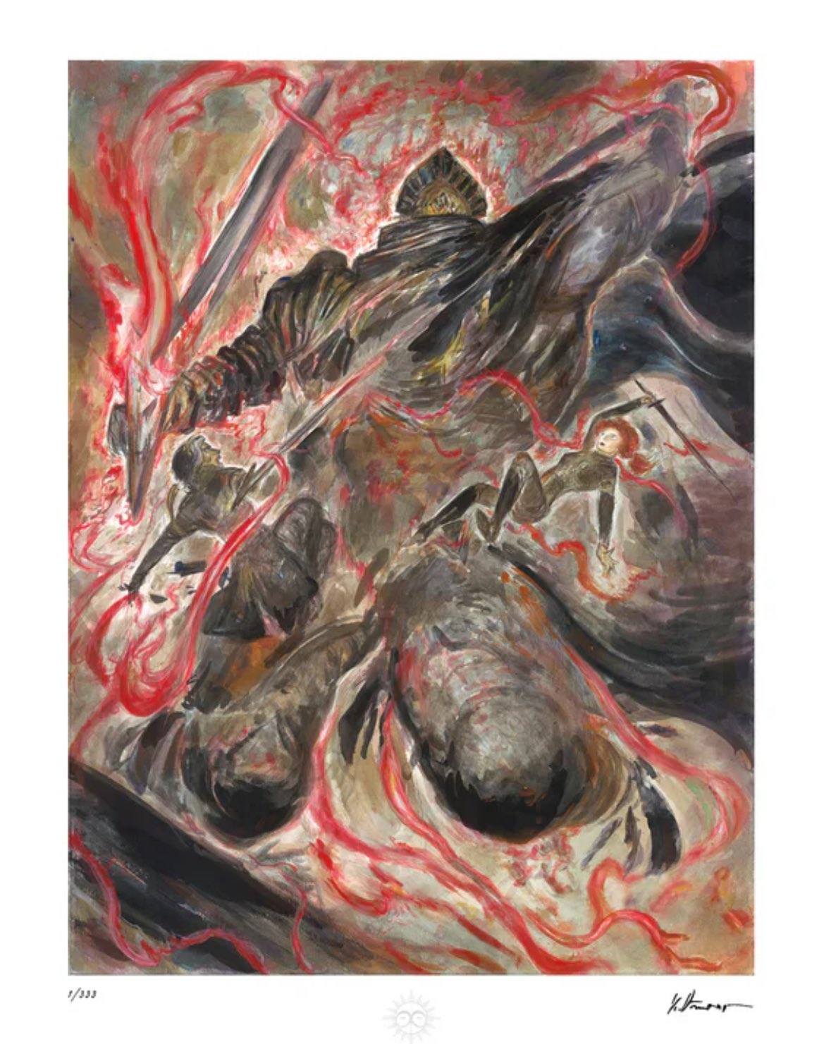 【SM号】 天使候補02 油画 油彩 oil painting Yoshitaka Amano's signed prints for Clair Obscur: Expedition 33