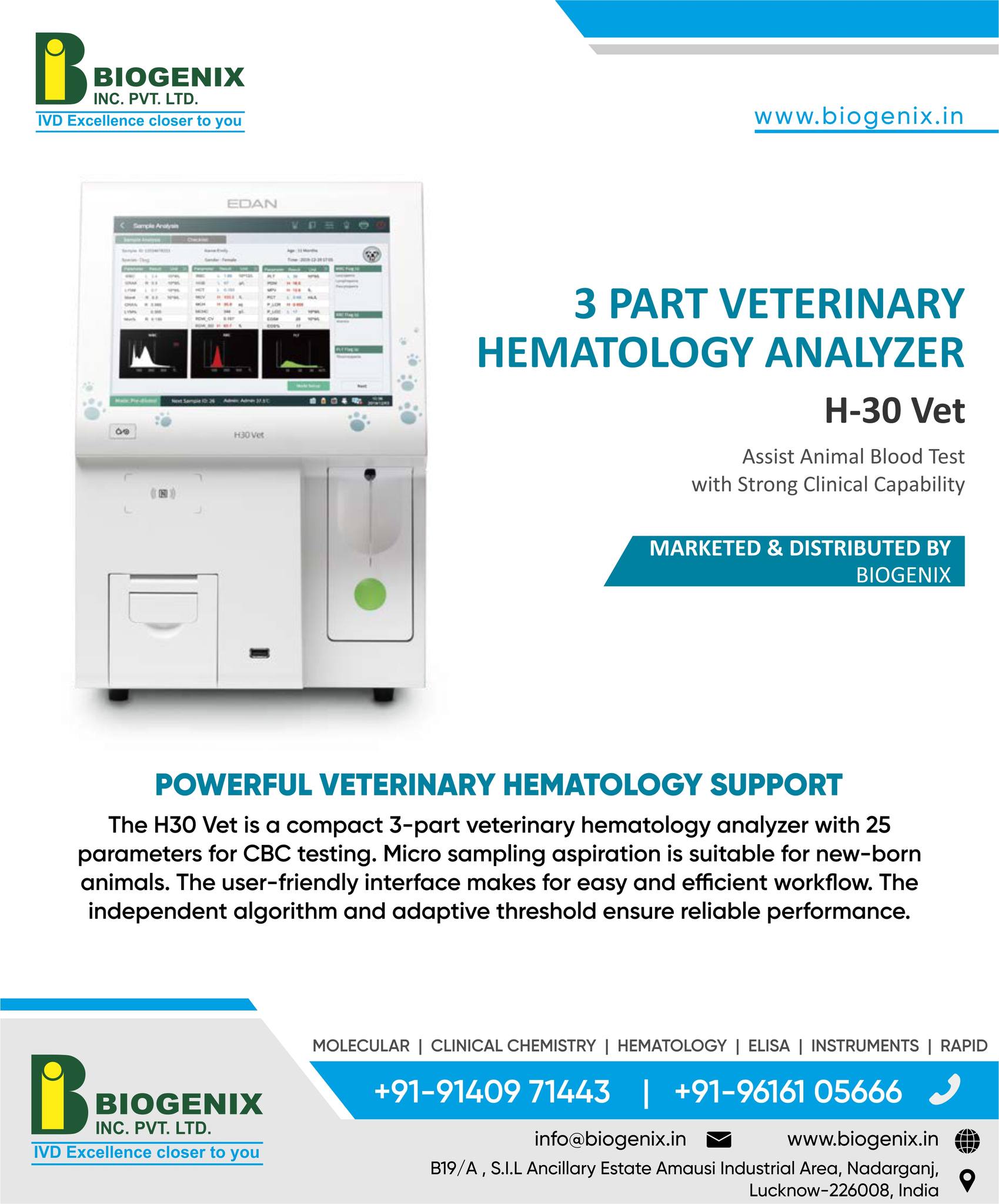Biogenix - 3-part veterinary hematology analyzer The H30 Vet is a ...