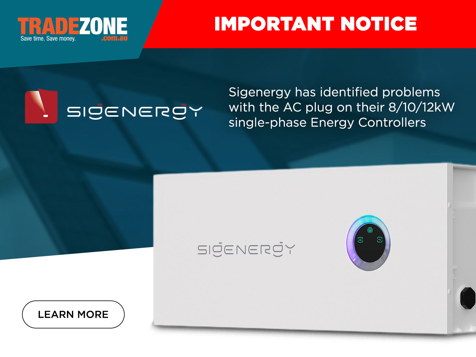 Tradezone - ⚡️ URGENT TECHNICAL ALERT: Sigenergy 8/10/12kW Energy ...