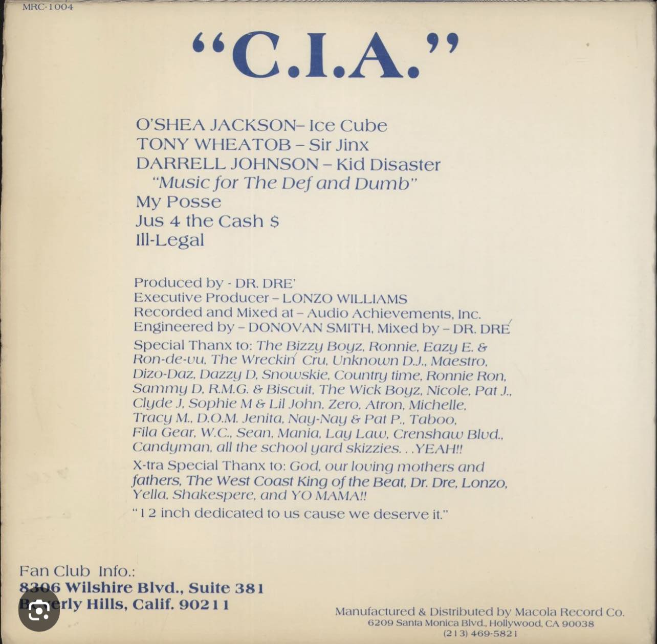 UNCLE JAMMS ARMY ESSENTIAL GROUPS C.I.A. (Crew In Action) C.I.A. 