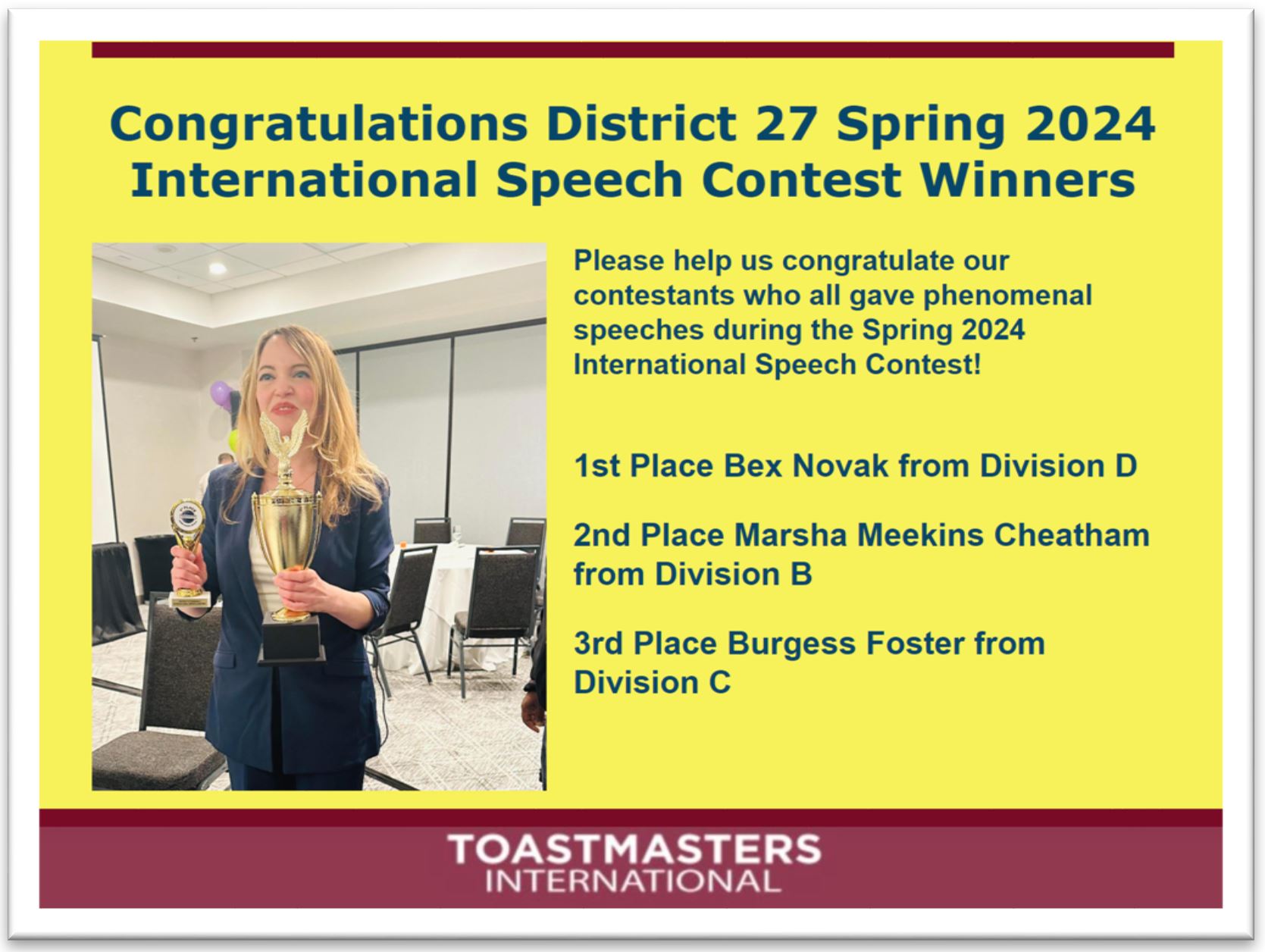 District - Please help us congratulate our 1st Place District 27 ...