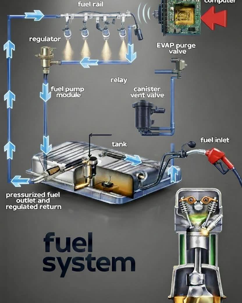 Automotiv - The image displays the key components of a 4-stroke single ...