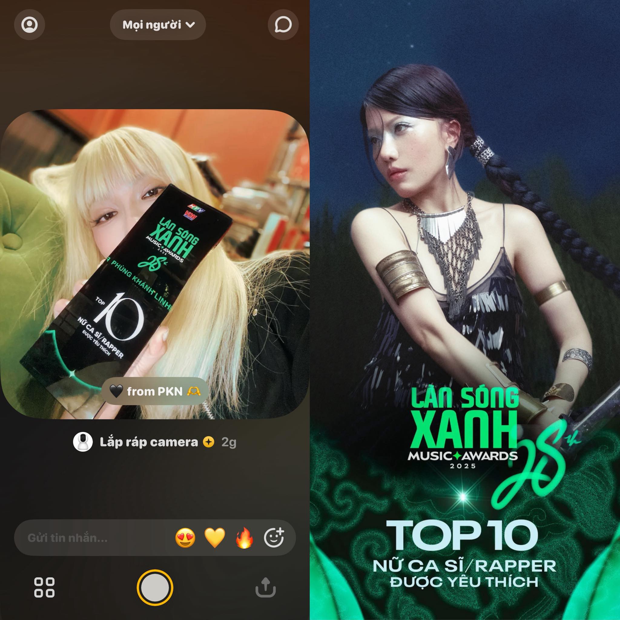 Cọng - Phùng Khánh Linh đã nhận cúp Top 10 Nữ ca sĩ/rapper được yêu ...