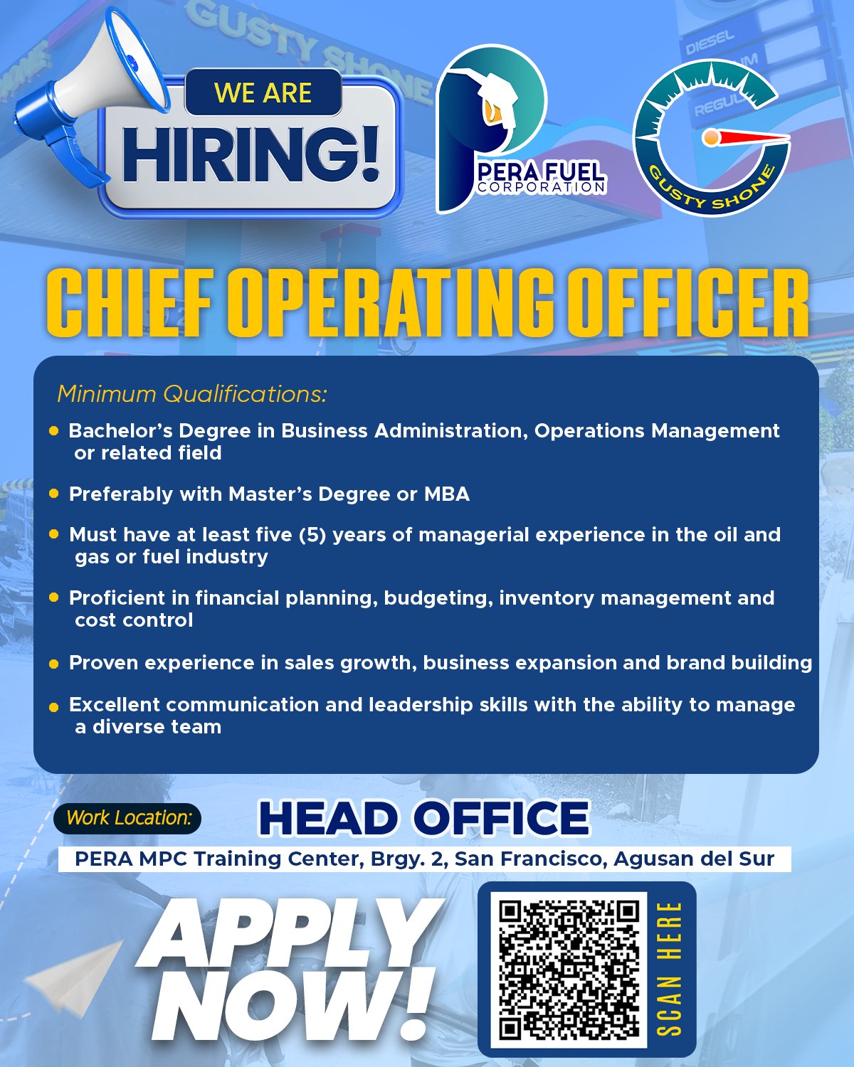 Gusty - 📣📣 WE ARE HIRING: Chief Operating Officer (COO) PERA Fuel ...