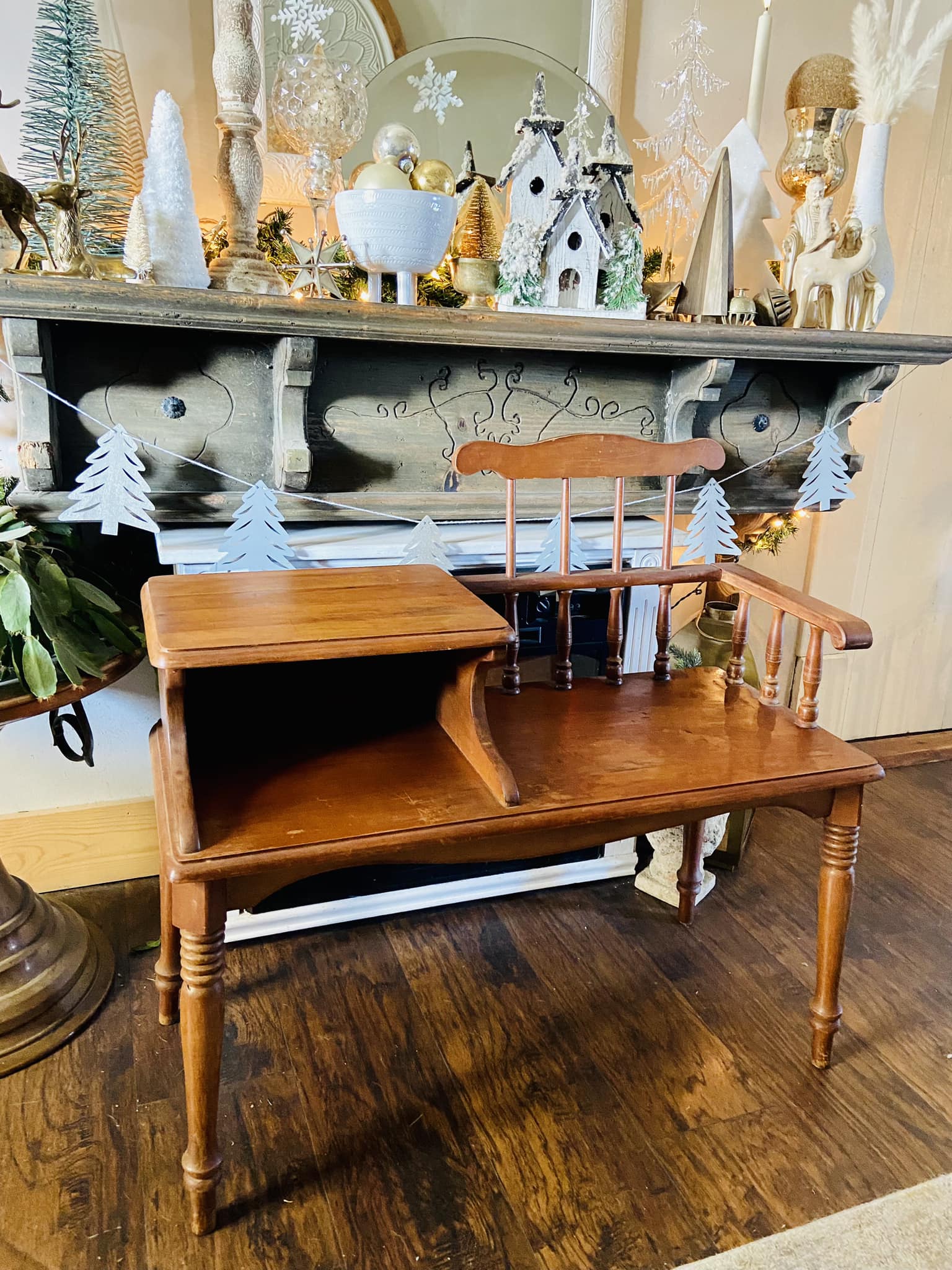Wood Vintage Phone Bench Antique Telephone Bench Makeover Home 