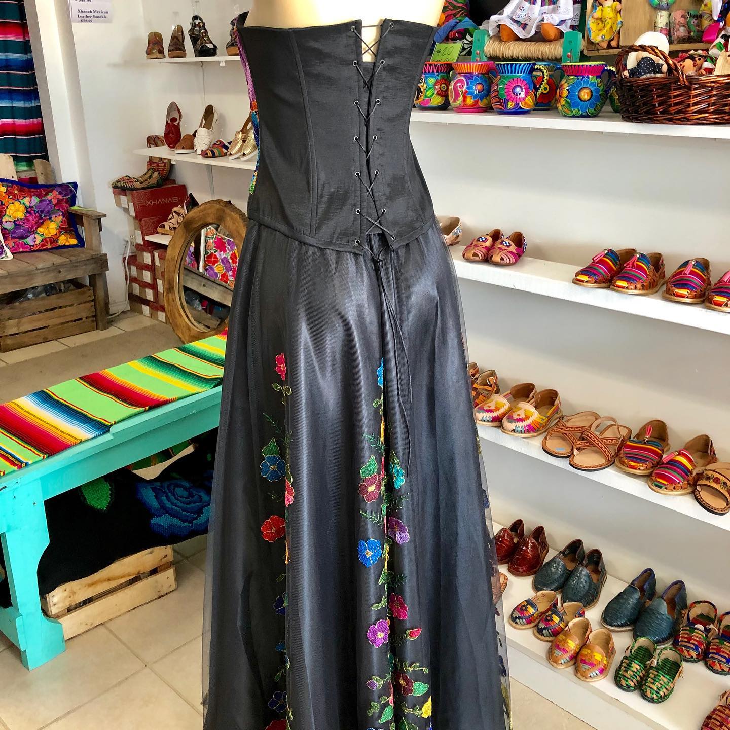 mexican formal dresses shop Abrazos dress with soul of San Miguel fancy elegant mexican dresses