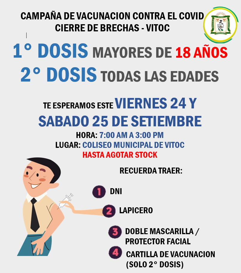 CAMPAÑA DE VACUNACION... - Municipalidad Distrital de Vitoc | Facebook