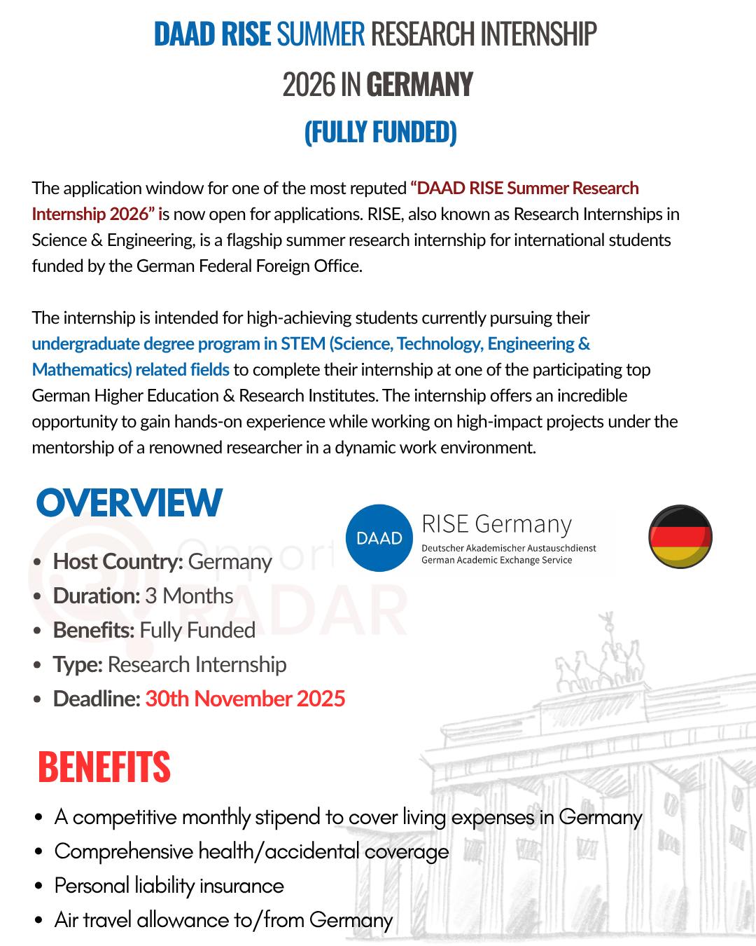 DAAD RISE German 🇩🇪 Summer Internship... - Youth Opportunity | Facebook