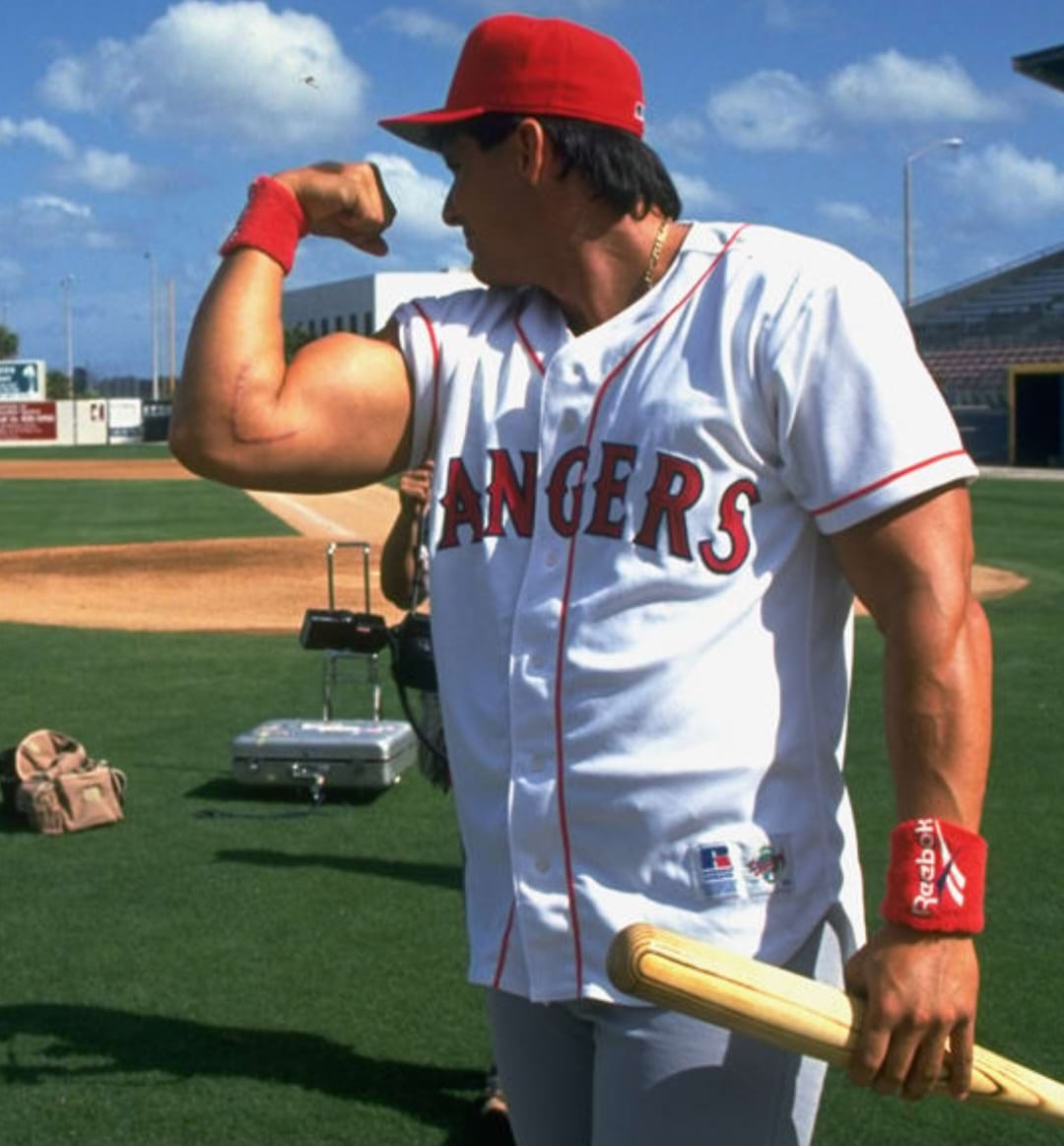 Jose Canseco and Mark McGwire during spring training, 1989 What is