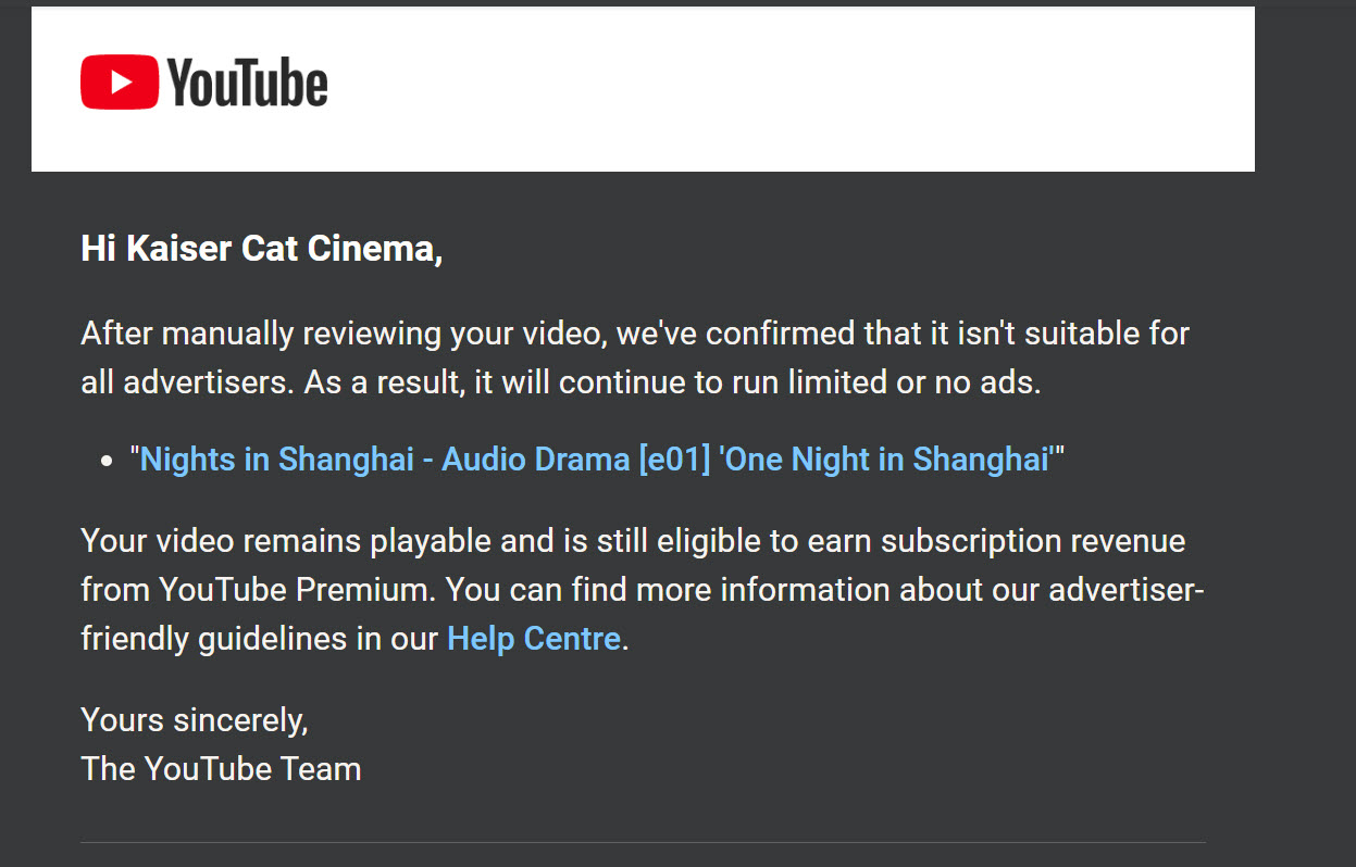 Perfidious Youtube has begun slapping... - Kaiser Cat Cinema | Facebook