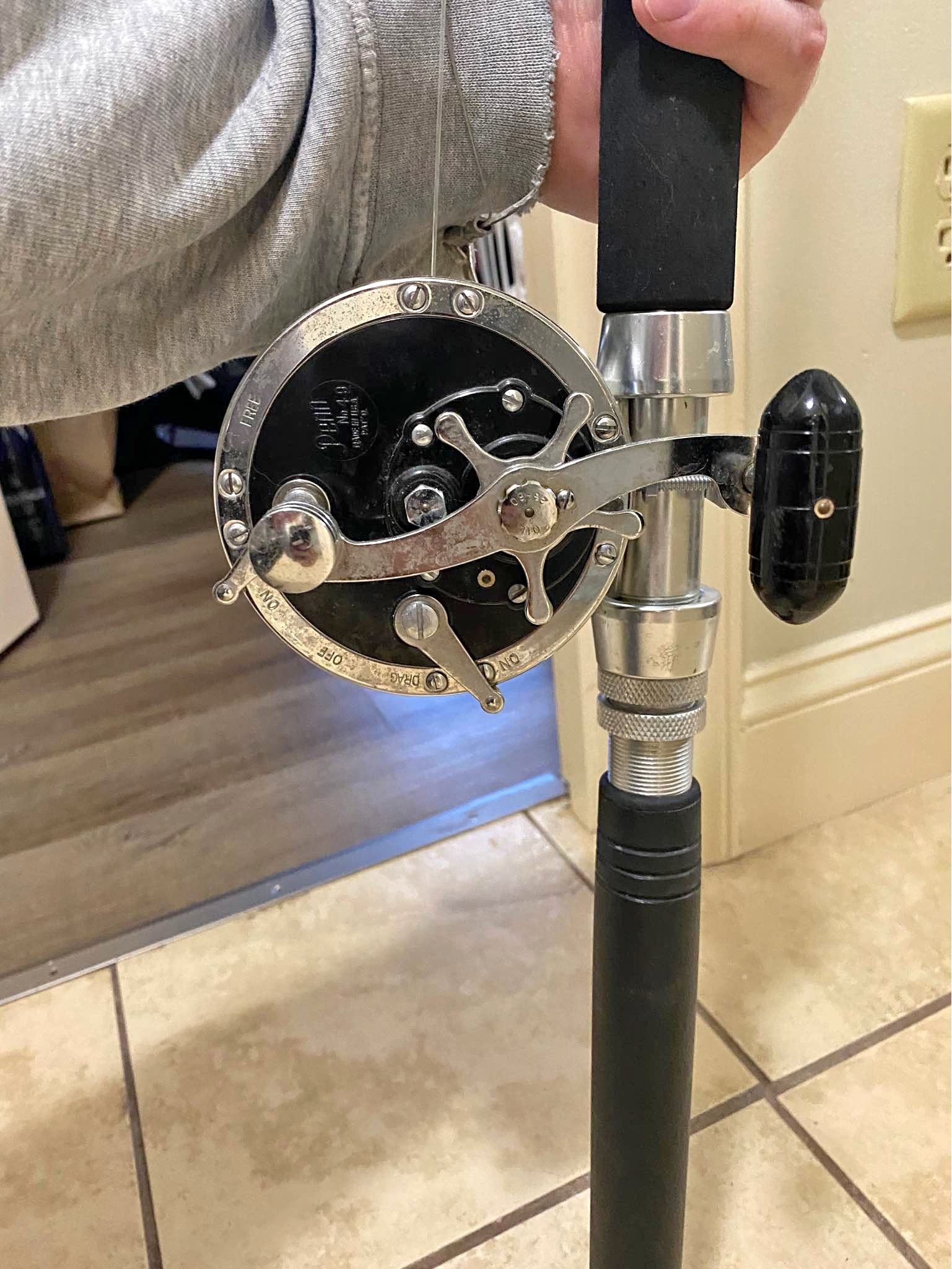 Penn Number 49 Super Mariner 6ft standup rod 200 yds of 100 pound mono ...