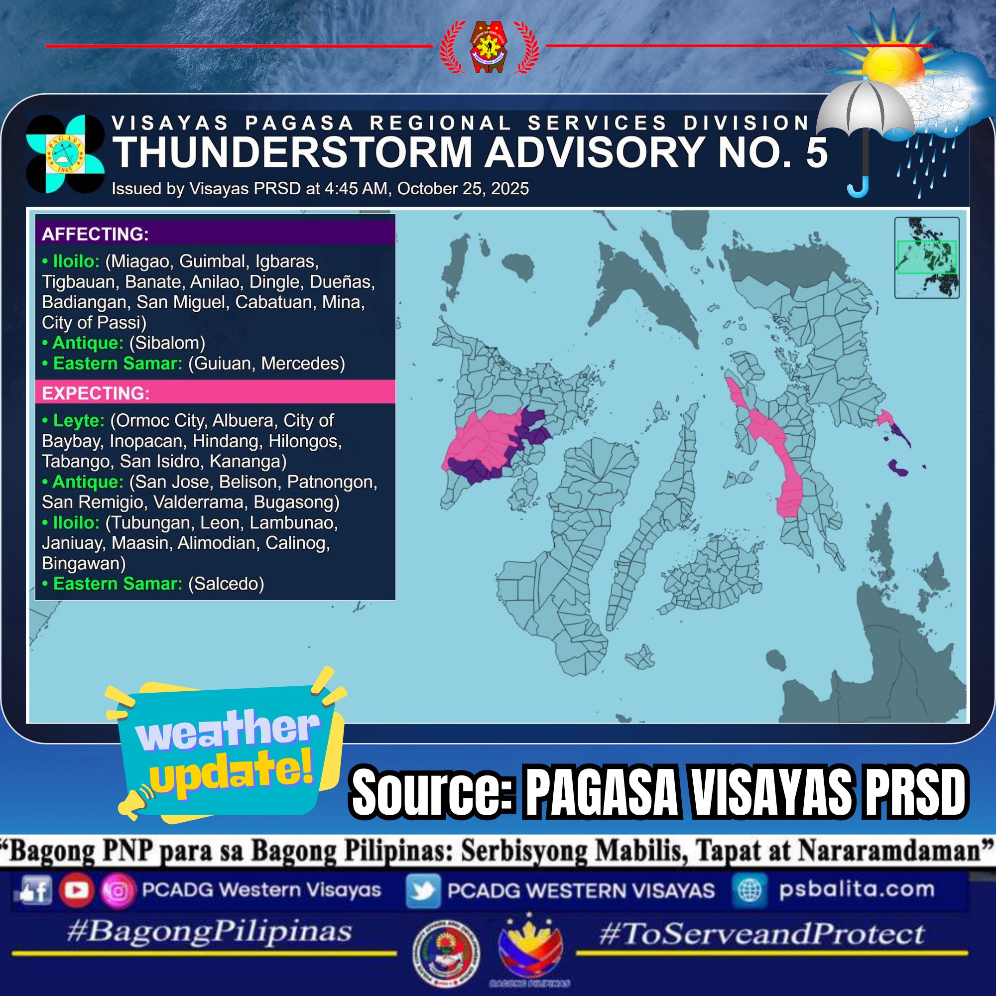 PCADG - Thunderstorm Advisory No. 5 #VISPRSD Issued at 04:45 AM 25 ...