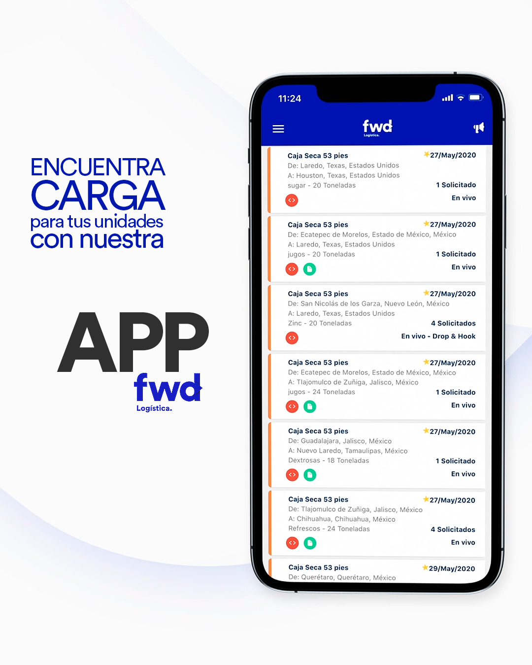 Fwd Logística - Por medio de nuestra APP, conectamos a más...