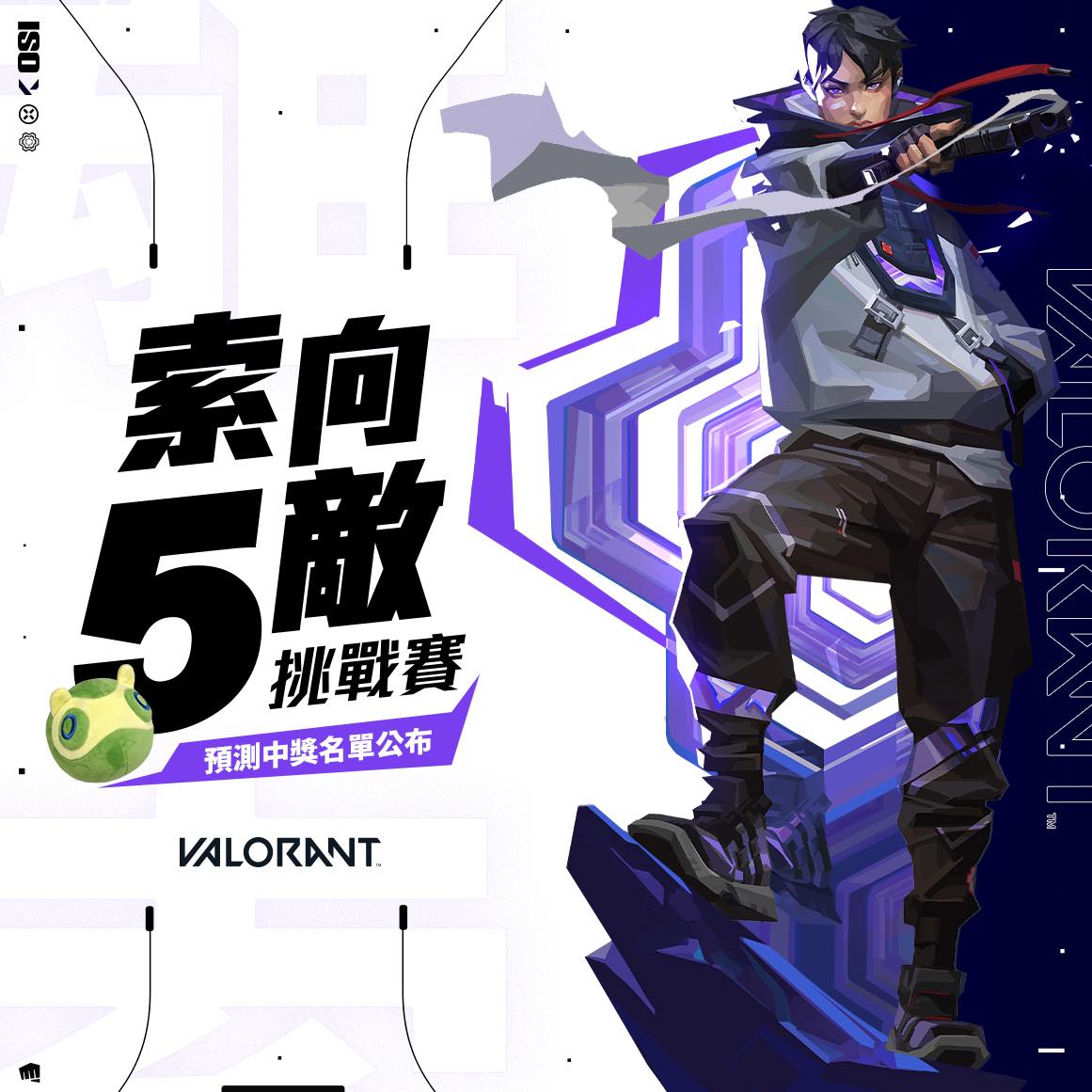 VALORANT - 「索向 5 敵 」實況主挑戰賽粉專預測抽獎 — 中獎名單公布🎉 感謝各位玩家熱烈參與預測活動，在你們的支持與鼓勵下每位 ...