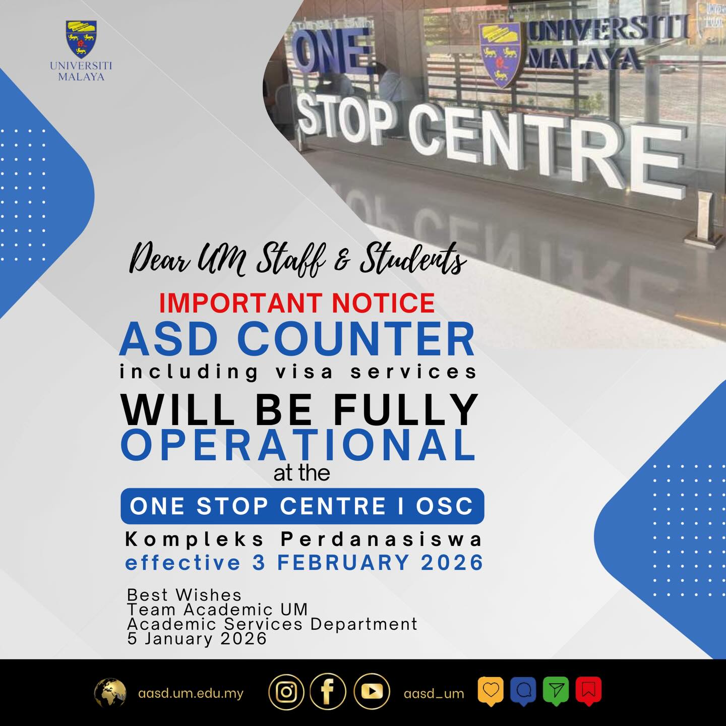 aasd_um - 📢📢IMPORTANT NOTICE | NEW ASD COUNTER SERVICES... | Facebook