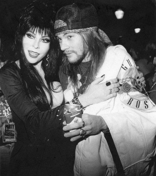 Elvira and Axl Rose at the MTV VMAs in 1989