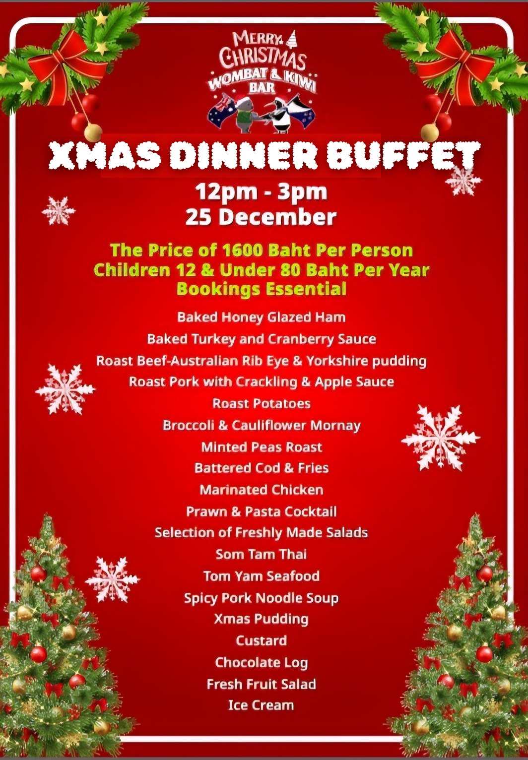 Wombat - 🎄 Christmas Day Buffet @ Wombat & Kiwi Bar – Jomtien Beach! 🎅 ...