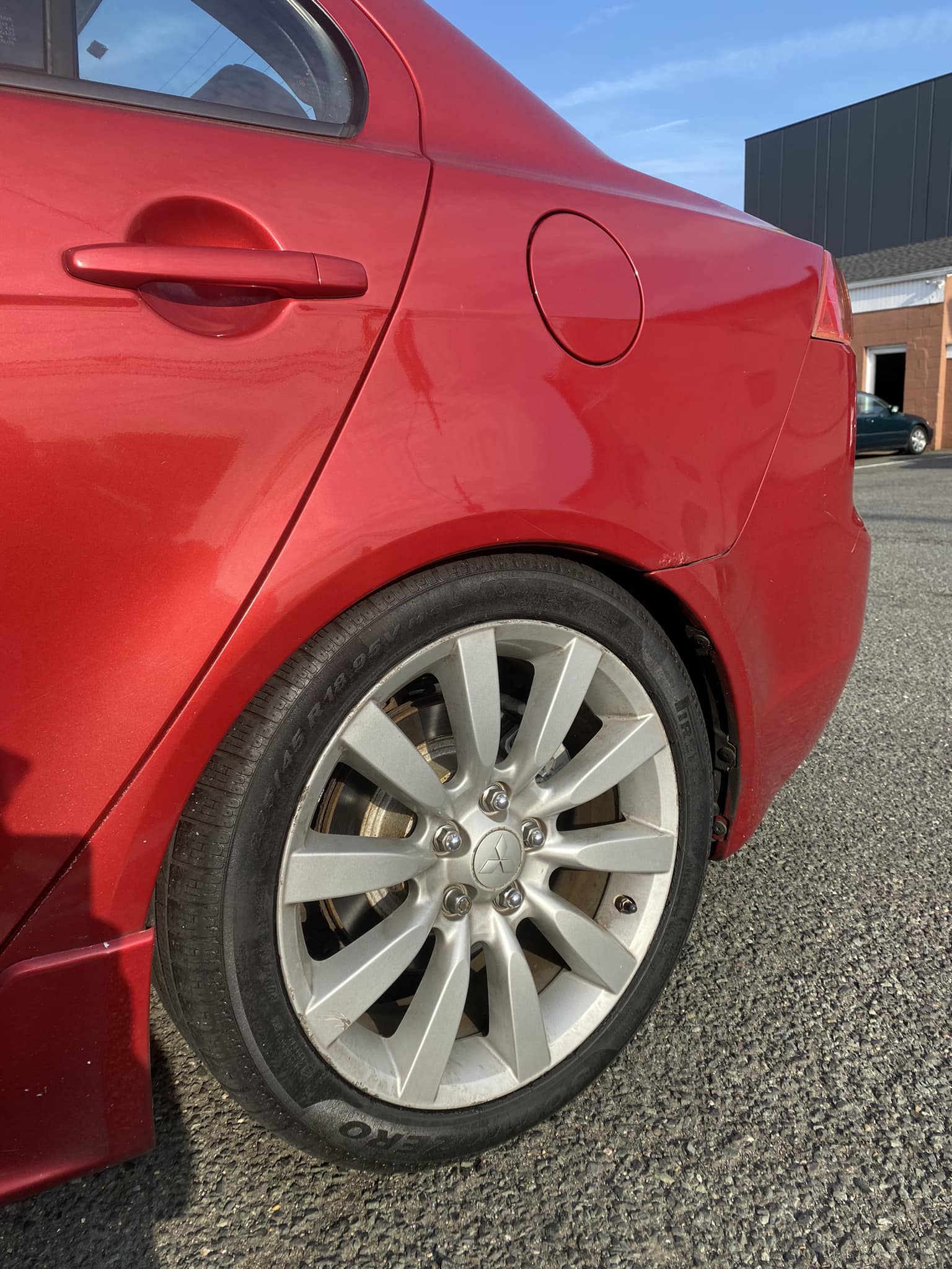 Can I use 225/45/18 tires on the front wheels of my Lancer?
