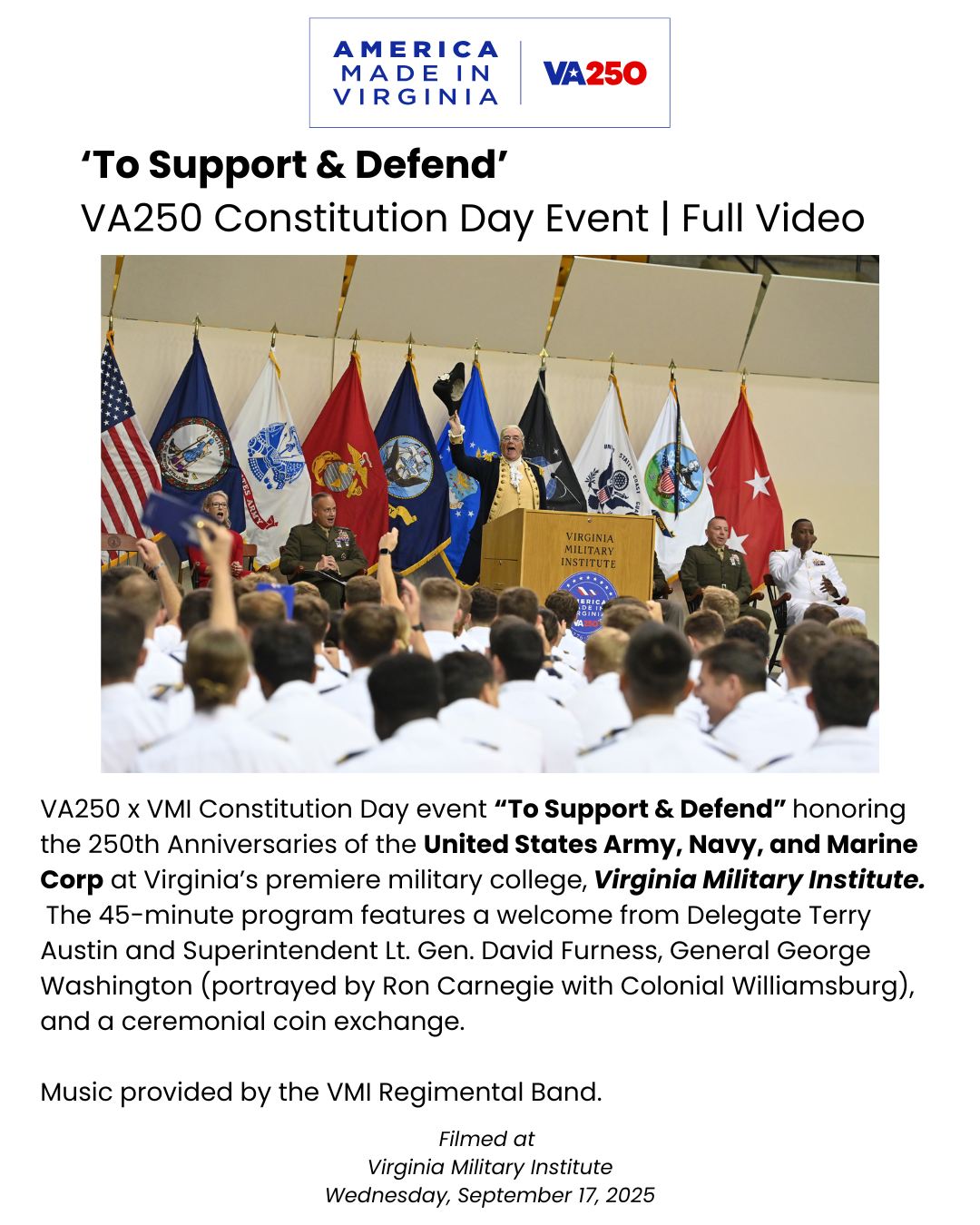 VA250 - VA250 x VMI Constitution Day Event | 'To Support & Defend ...