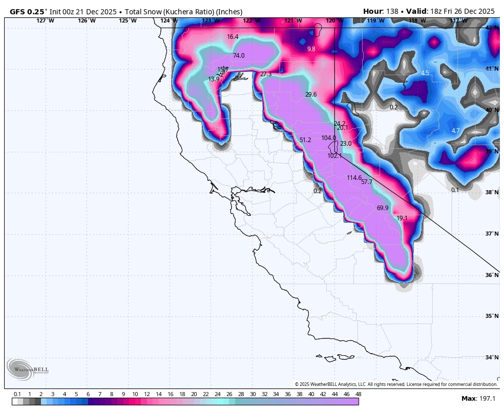 Max - OVER 100 INCHES OF SNOW will fall in the Sierra Nevada over the ...