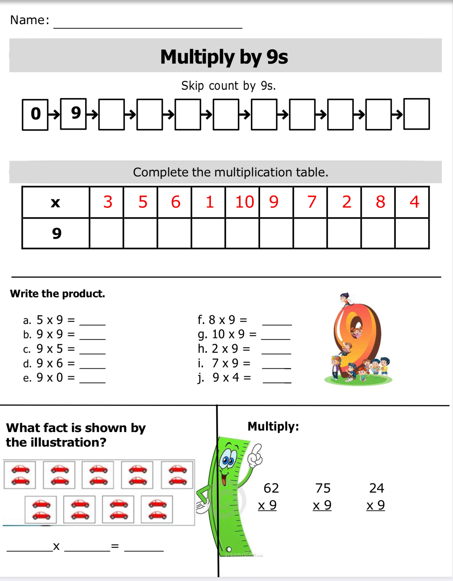 Learn - ️ Multiply by 9s Practice ️ Build fluency with the 9s facts ...