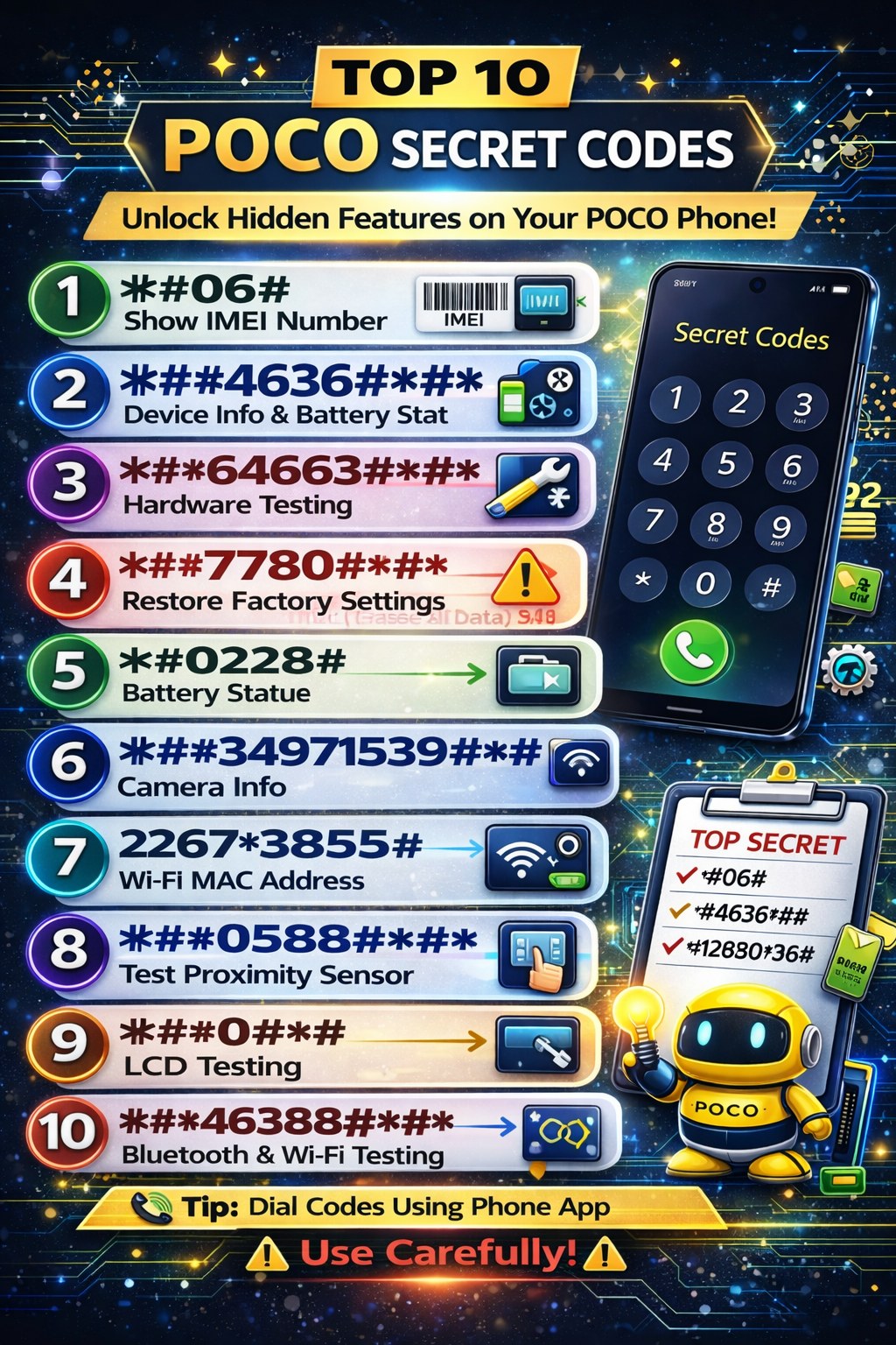 CyberBeast - Top 10 POCO secret Code #poco #Xiaomi | Facebook