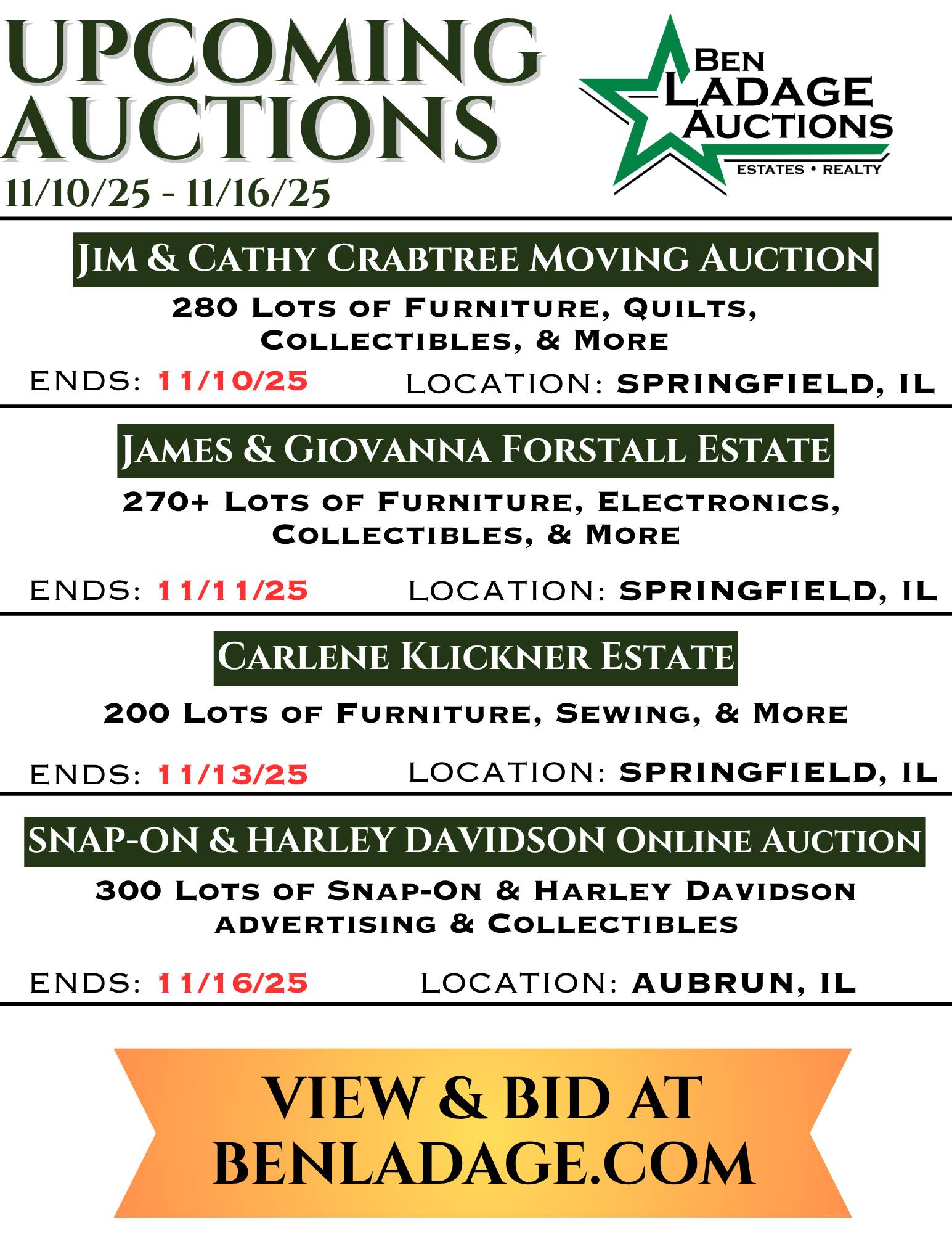 Ben - THIS WEEKS UPCOMING AUCTIONS 🎯 Start bidding today on Furniture ...