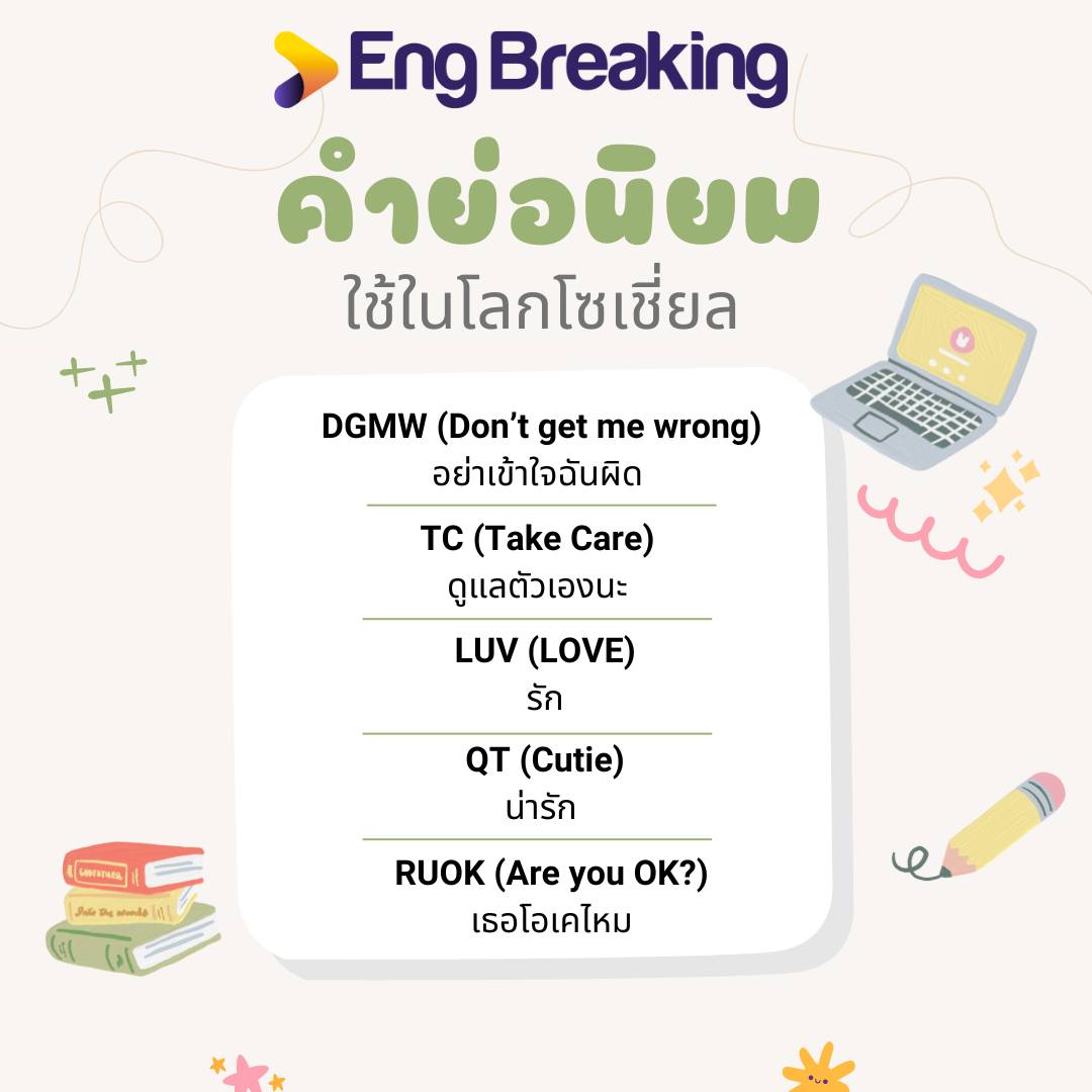 💻คำย่อนิยมใช้ในโลกโซเ... - Eng Breaking - ทำลายกำแพงภาษาอังกฤษ
