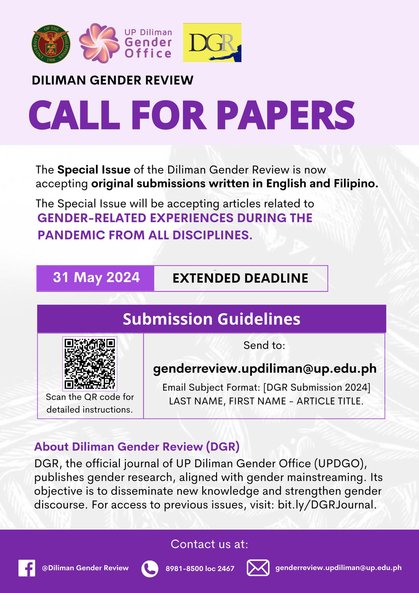 UP Diliman - The UP Diliman Gender Office has extended the...