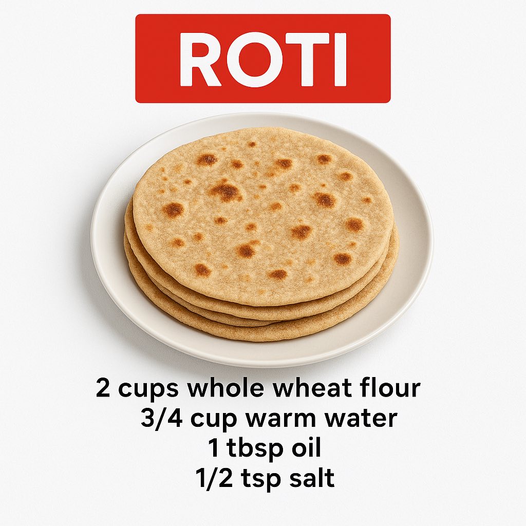 Our - Roti Recipe Ingredients: • 2 cups whole wheat flour • ¾ cup warm ...