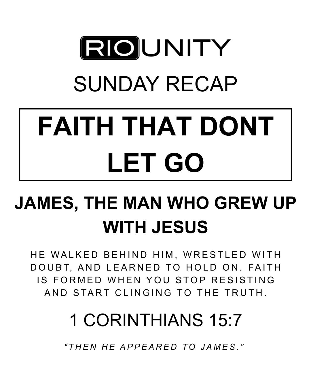 💥 SUNDAY RECAP | “Faith That Don’t Let... - RIO Unity Church | Facebook