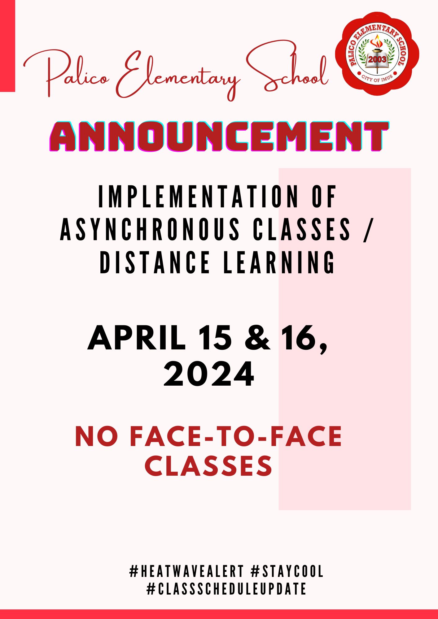 ANNOUNCEMENT Memorandum... - DepEd Tayo Palico ES - Imus City