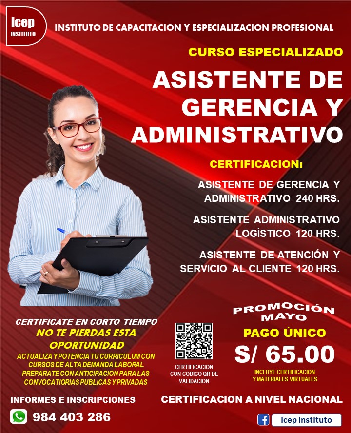 ICEP - CURSO DE ESPECIALIZACION VIRTUAL ASISTENTE DE GERENCIA Y ...