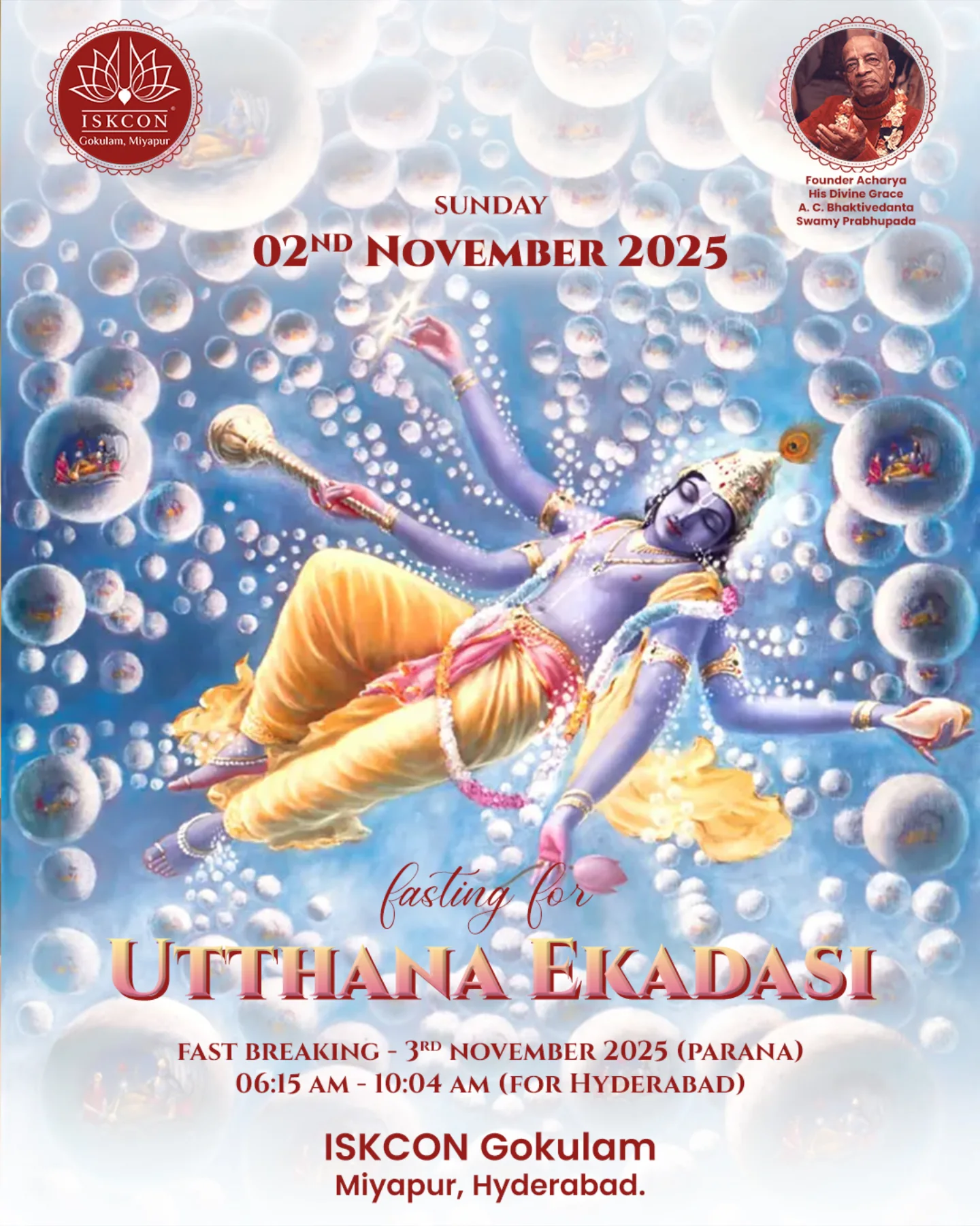 Iskcon - Utthana Ekadasi Fasting – 2nd November 2025 | ISKCON Gokulam ...