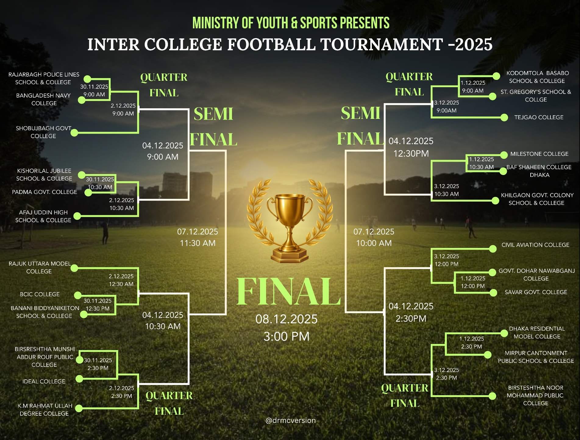 DRMC - Here's the full fixture for the Inter College Football ...