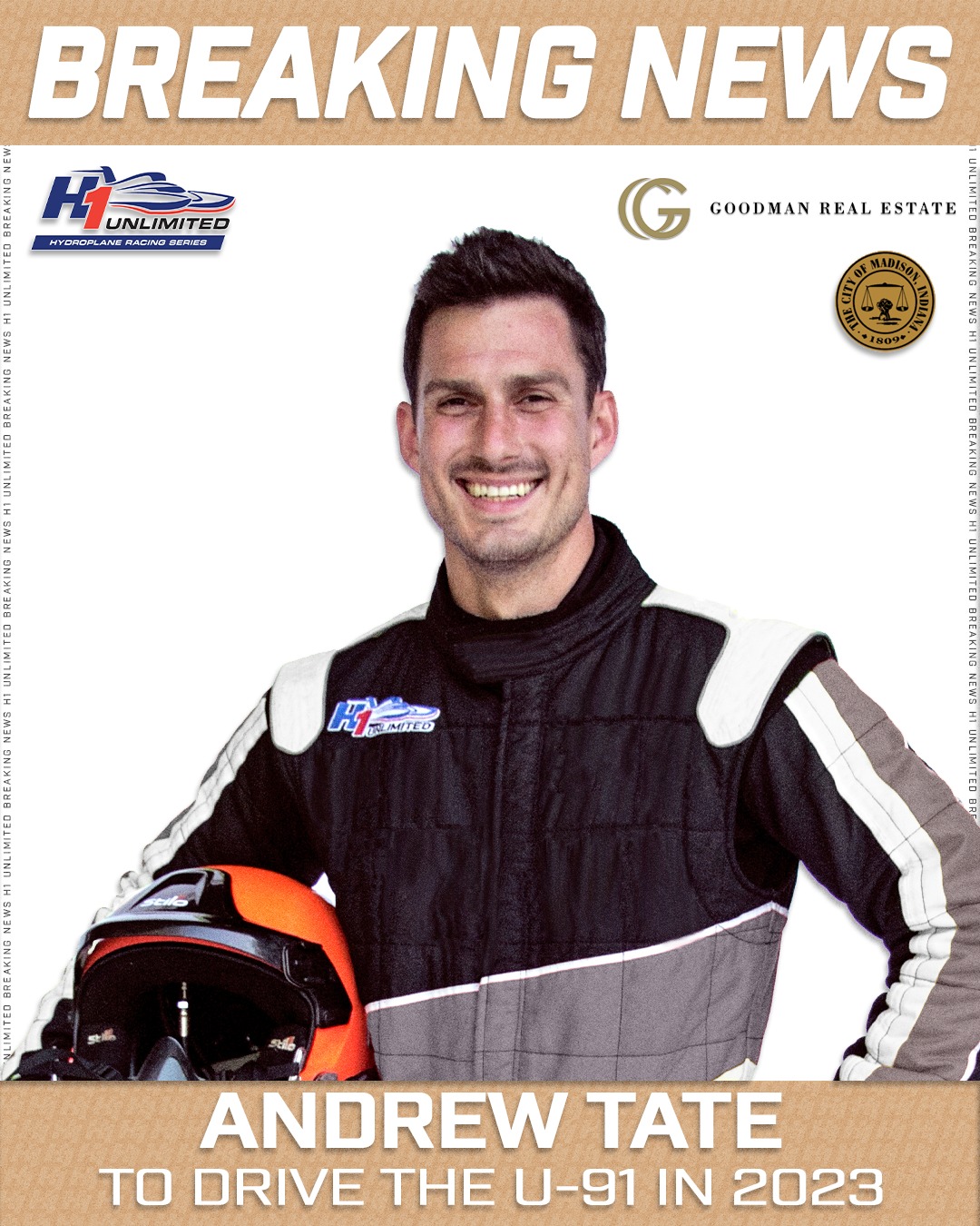 H1 Unlimited - BREAKING: Andrew Tate will drive the U-91 Miss Goodman ...