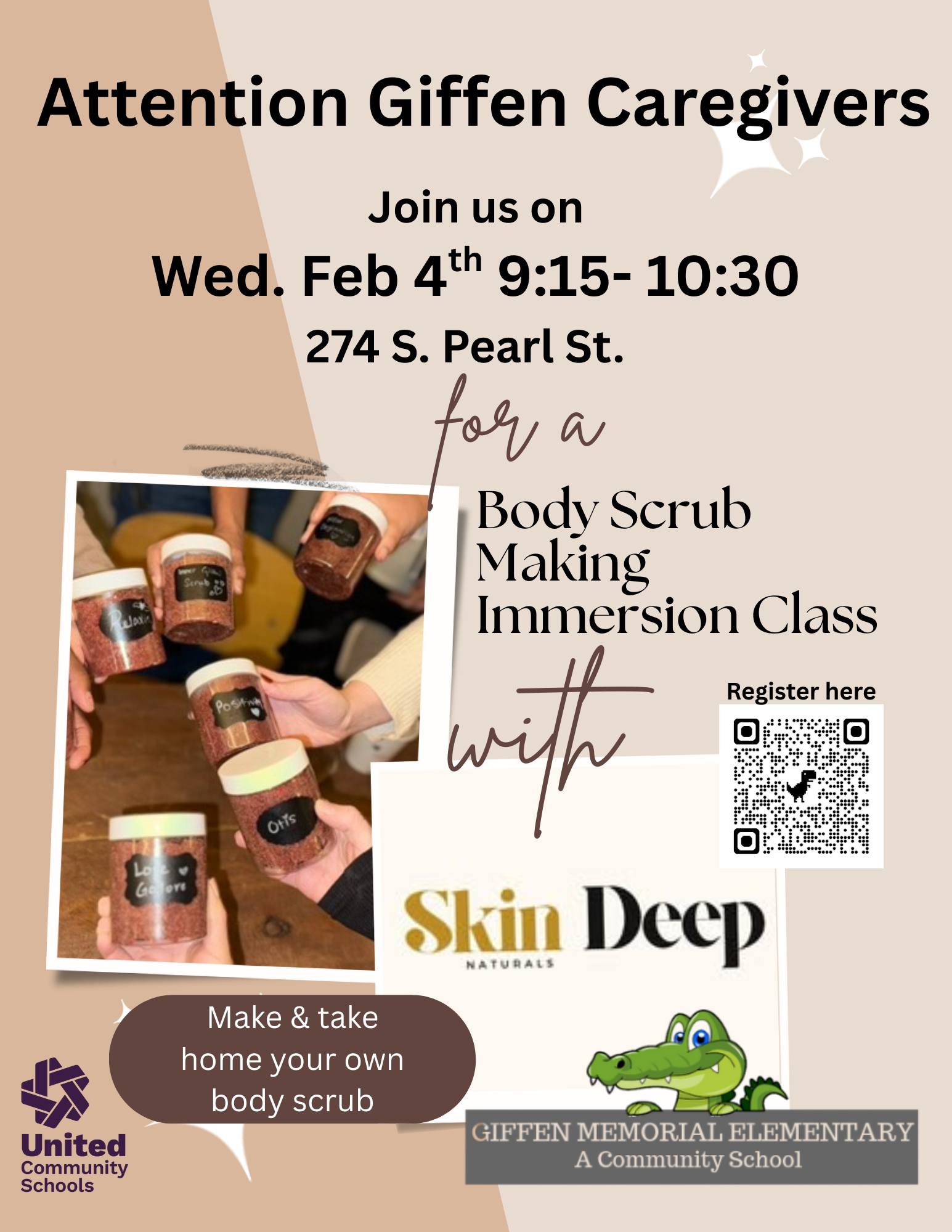 Parents and Guardians -Body Scrub Making Immersion Class with Skin Deep ...