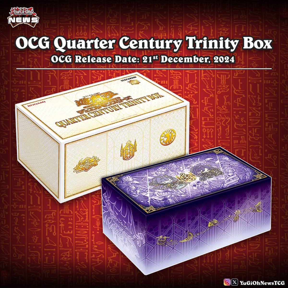 Yu-Gi-Oh Quarter Century Trinity Box keychains and cards