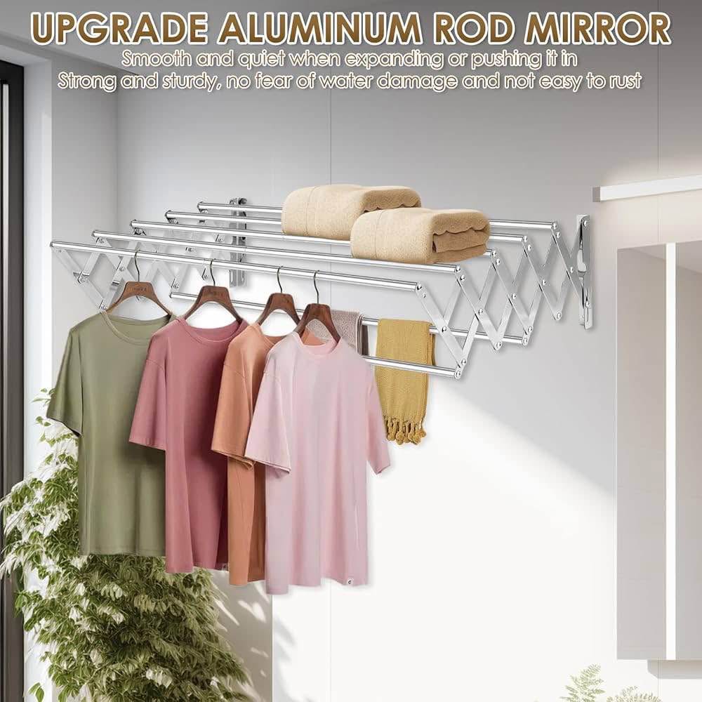 NEW – Accordion Wall Mounted Clothes Drying Rack (32” XL, Stainless ...
