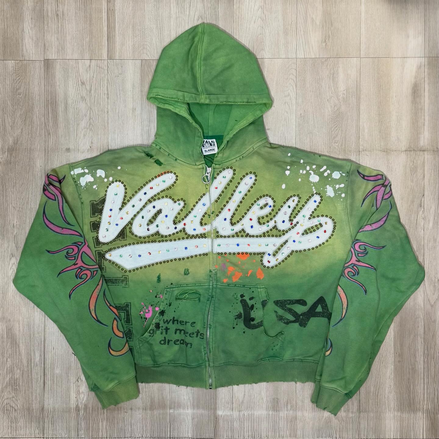 Vale Forever Valley Inferno Zip Up Hoodie - Green Tallas: L - XL S 